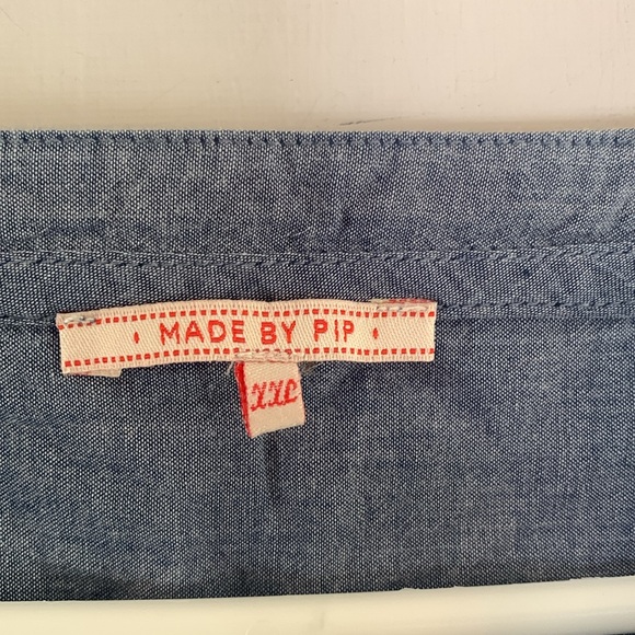 Pip Studio blue denim chambray midi embroidered dress, 3/4 sleeves Size XXL - Picture 8 of 9